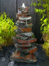 Kaskaden Brunnen schwarz-roter Schiefer 110cm