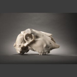 "Carpe Diem" Ziegenschädel Skulptur Marmor Steff Bauer
