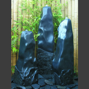 3 Quellsteine schwarzer Marmor poliert 120cm1