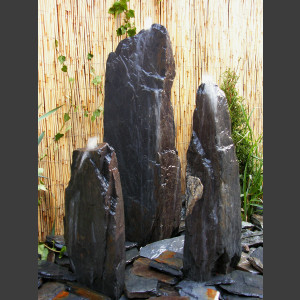 3 Quellstein Säulen grau-schwarzer Schiefer 150cm