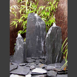 Triolithen Quellsteine grau-schwarzer Schiefer 75cm