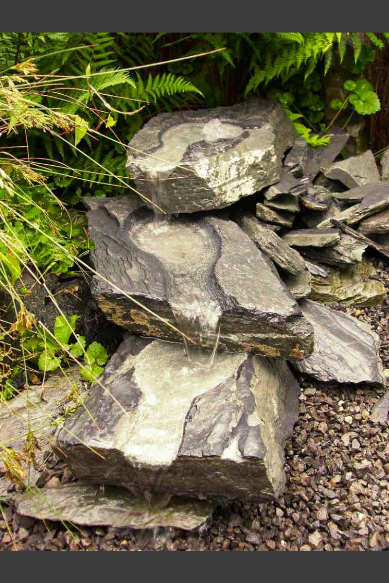 NatursteinBachlauf grauschwarzer Schiefer 1m Quellsteine