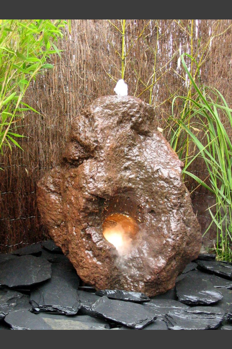 Lava Vulkan Gartenbrunnen 75cm Komplettset Brunnen Monolithique