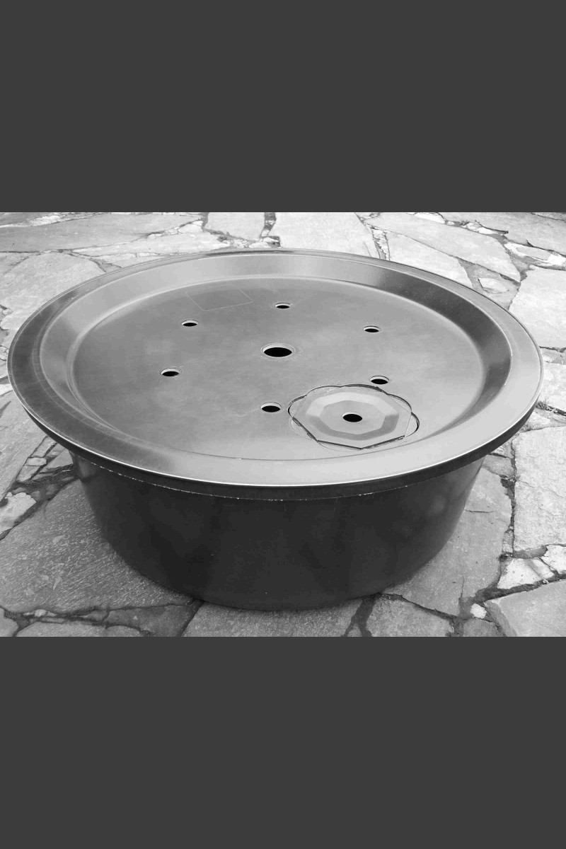 GFKBecken rund mit GFKAbdeckung 90cm Brunnen Zubehör Monolithique