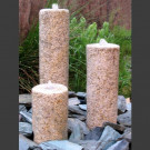 3 Obelisken Brunnenset gelber Granit rund 50cm