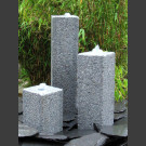 3 Obelisken Brunnenset grauer Granit viereckig 50cm