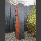 Schiefer Monolith schwarz-bunt 143cm hoch