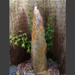Schiefer Monolith Quellstein  rotbunt 140cm