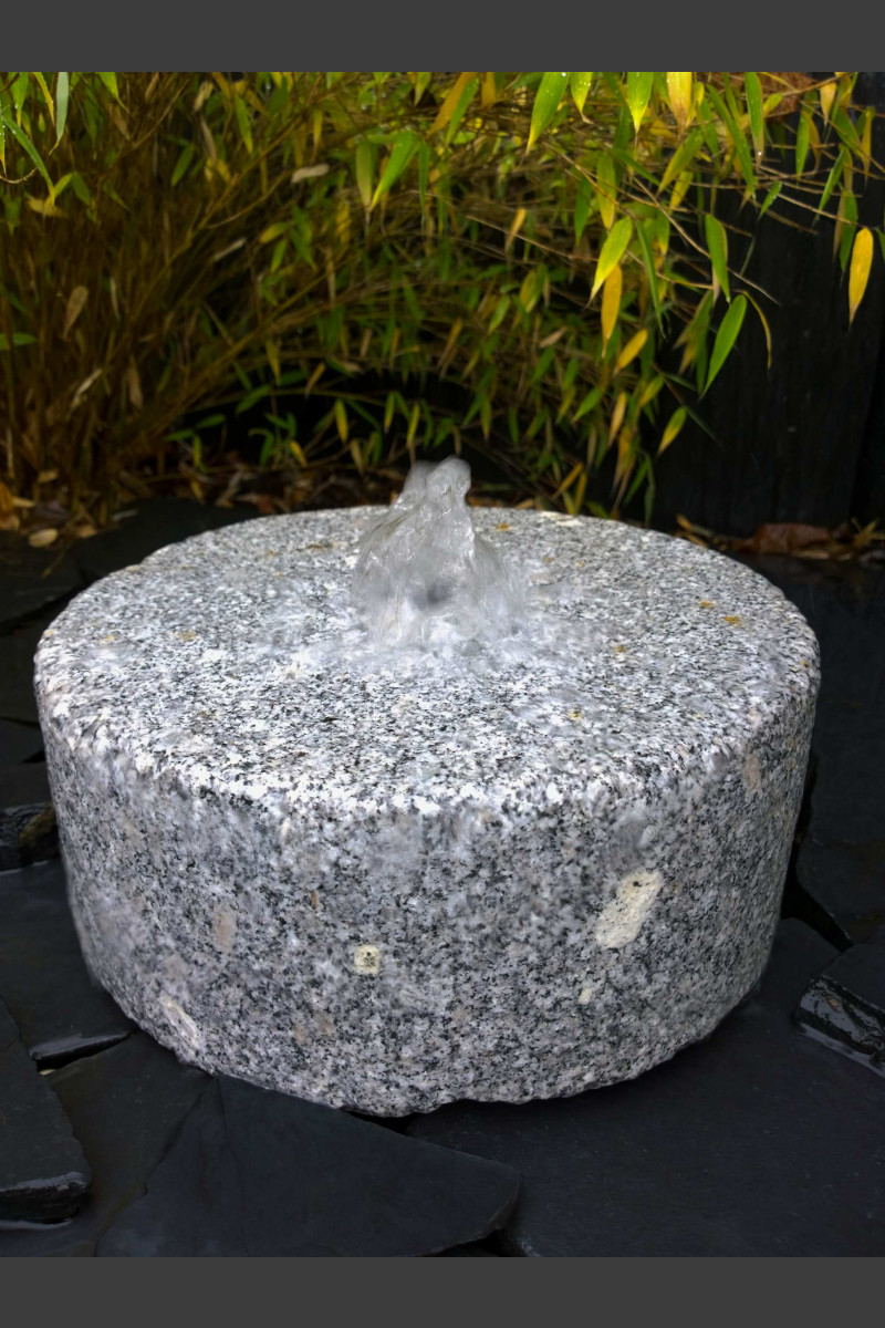 Ruim vork Een deel Compleetset fontein Molensteen grijs Graniet 30cm - Waterornamenten -  Monolithique