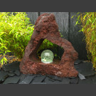 Bronsteen Lava met doorbraak met roterende glas bal 15cm